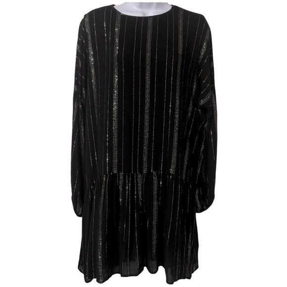 Zara black and silver peplum dress small - Picture 1 of 7